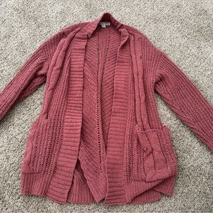 MORAL FIBER Women's Sweater Cardigan Long Sleeve Open Front Size Small Pink